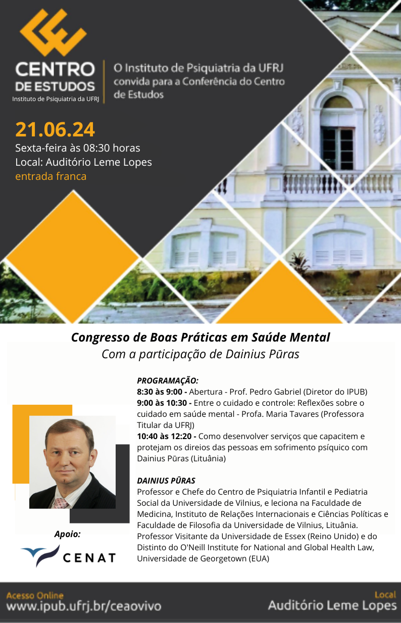 Congresso de Boas Práticas em Saúde Mental – Participação de Dainius Puras