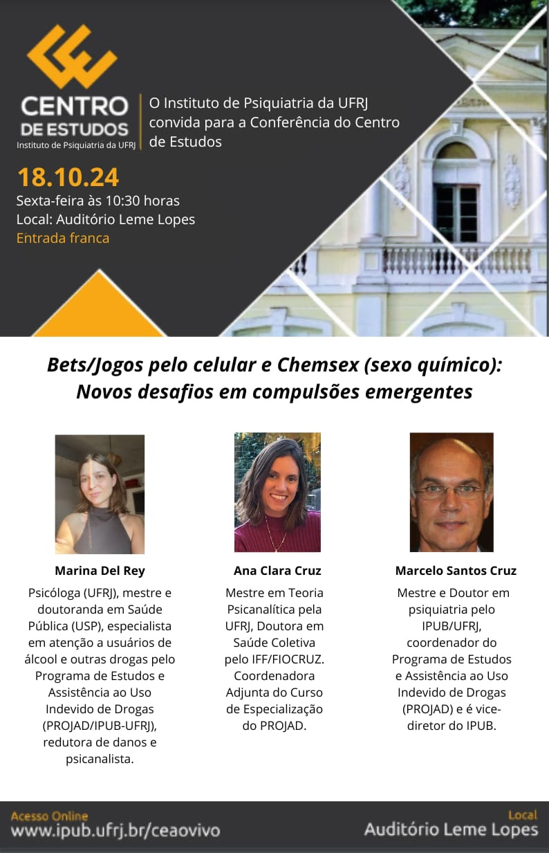 Bets/Jogos pelo celular e Chemsex (sexo químico): Novos desafios em compulsões emergentes.